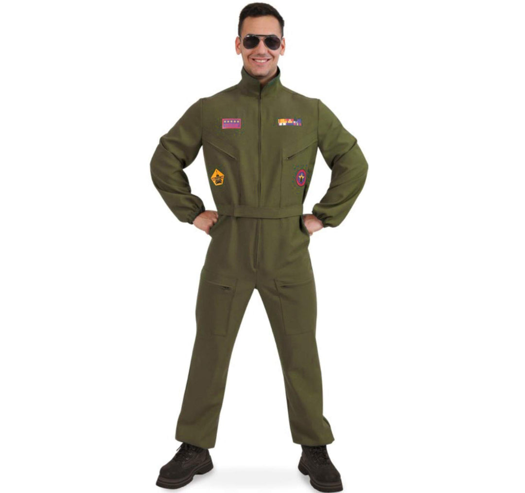 Fritz Fries & Söhne GmbH & Co Herren Kostüm Kampfpilot Overall grün Militär Pilot Flieger-Uniform (L