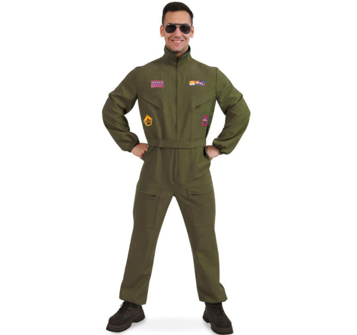 Fritz Fries & Söhne GmbH & Co Herren Kostüm Kampfpilot Overall grün Militär Pilot Flieger-Uniform (L