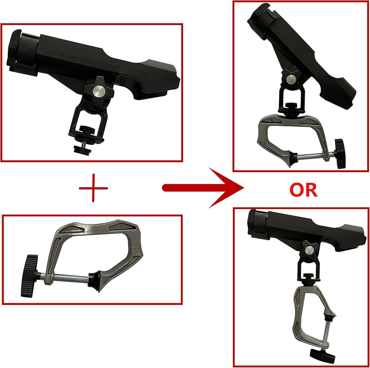 Fishing Boat Rods Holder with Large Clamp Opening 360 Degree Adjustable Fishing Rod Racks Folding Ho