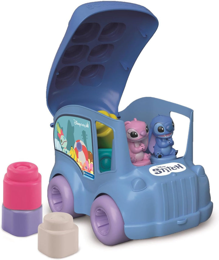 Clementoni Clemmy Disney Stitch Bus - Sensorik-Spielzeug mit weichen Blöcken & Zwei Figuren von Stit
