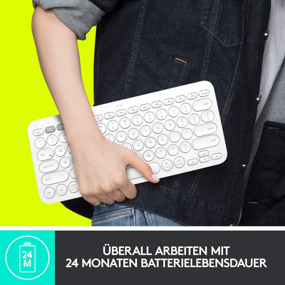 Logitech K380 kabellose Multi-Device Bluetooth-Tastatur mit Easy-Switch für bis zu 3 Geräte, schlank