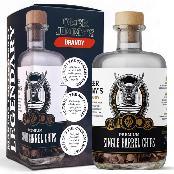 Deer Jimmy's® DIY Brandy Geschenkset – Brandy selbst Machen mit französischem Premium-Eichenholz aus