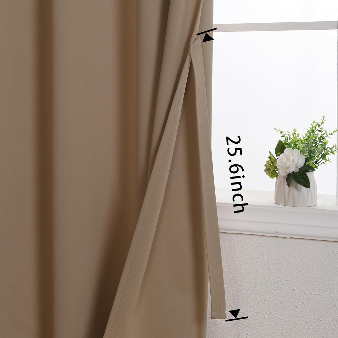 JIUZHEN Blickdicht Vorhänge Gardinen Ösenvorhang für Schlafzimmer Wohnzimmer,Cappuccino Verdunkelung