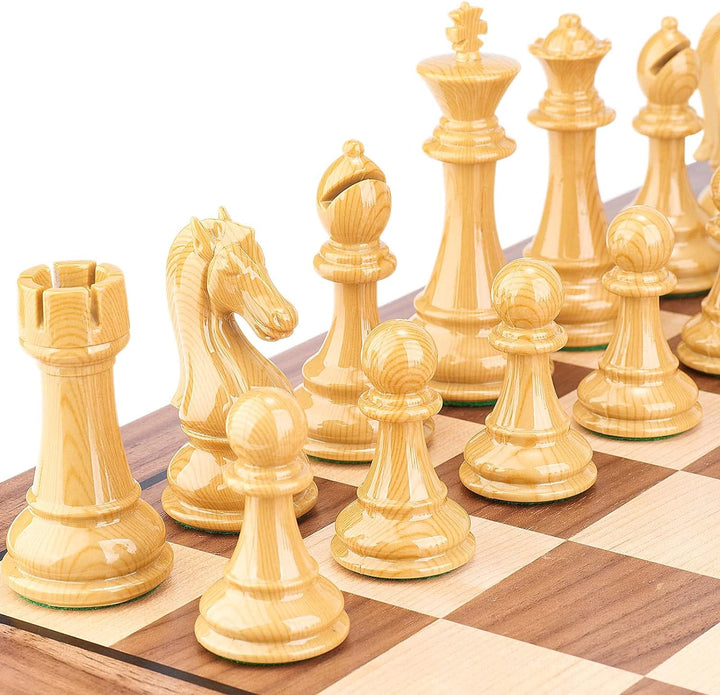AMEROUS Schachfiguren mit hohem Polymer-Gewicht, mit 10,6 cm grossem King – 2 extra Queens – Geschen