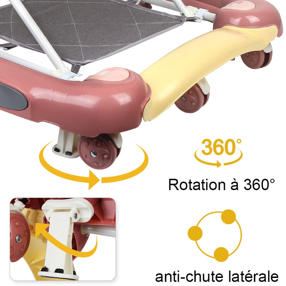 Lauflernhilfe für Babys, 4-in-1, Lauflernhilfe für Mädchen, Jungen, 6-18 Monate, Musikscheibe + hohe