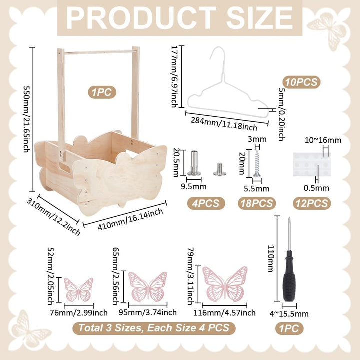 UNICRAFTALE Babyparty Aufbewahrungsbox Aus Holz Mit Schmetterlingsmotiv Inklusive 12 hohlem Schmette
