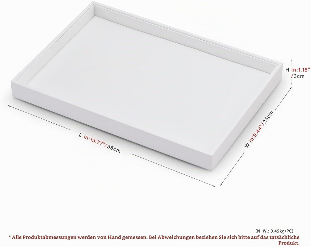 Oirlv Weiss PU Leder Schmucktabletts Flat Tabletts Ring Halskette Uhr Organizer Display Tabletts(35X