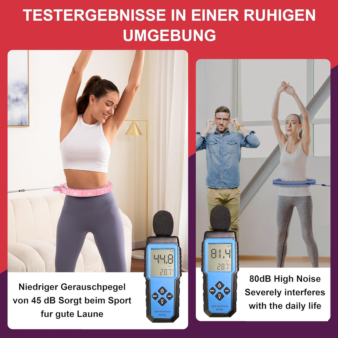 Smart Fitness Hoop Reifen mit Taillenband für Erwachsene &amp; Anfänger – Leiser Hula-Hoop zum Abnehmen,