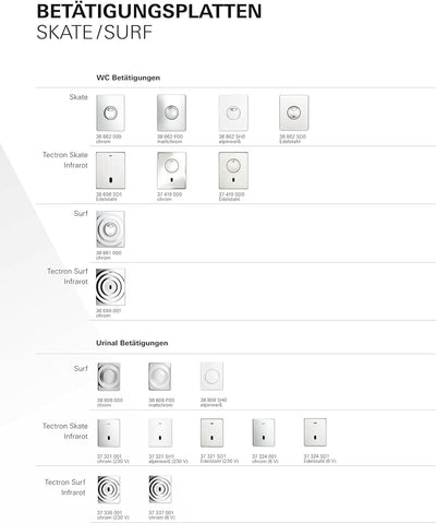 Grohe Surf WC - Abdeckplatte, 38861000, Silber Manuelle Betätigung, Manuelle Betätigung