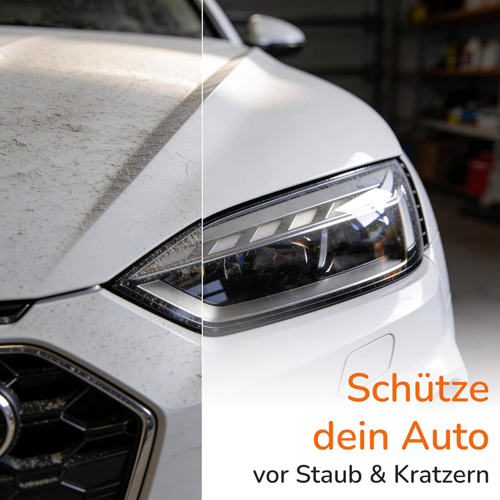 Upgrade4cars Autoabdeckung Indoor Stretch | Auto Abdeckplane aus Stoff in Schwarz | Grösse Pkw - XXL
