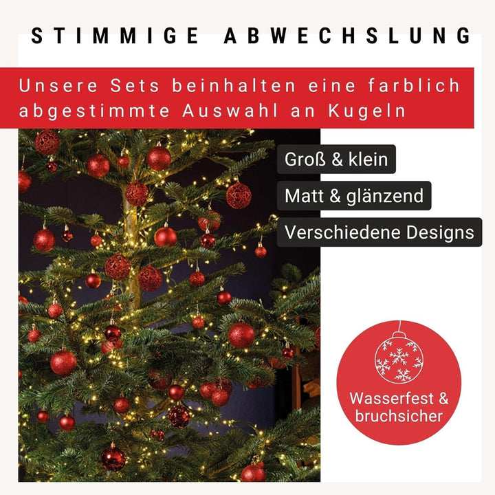 WOMA Weihnachtskugeln Set I 50 oder 100 Christbaum-Kugeln I Weihnachtskugeln Kunststoff I Weihnachts