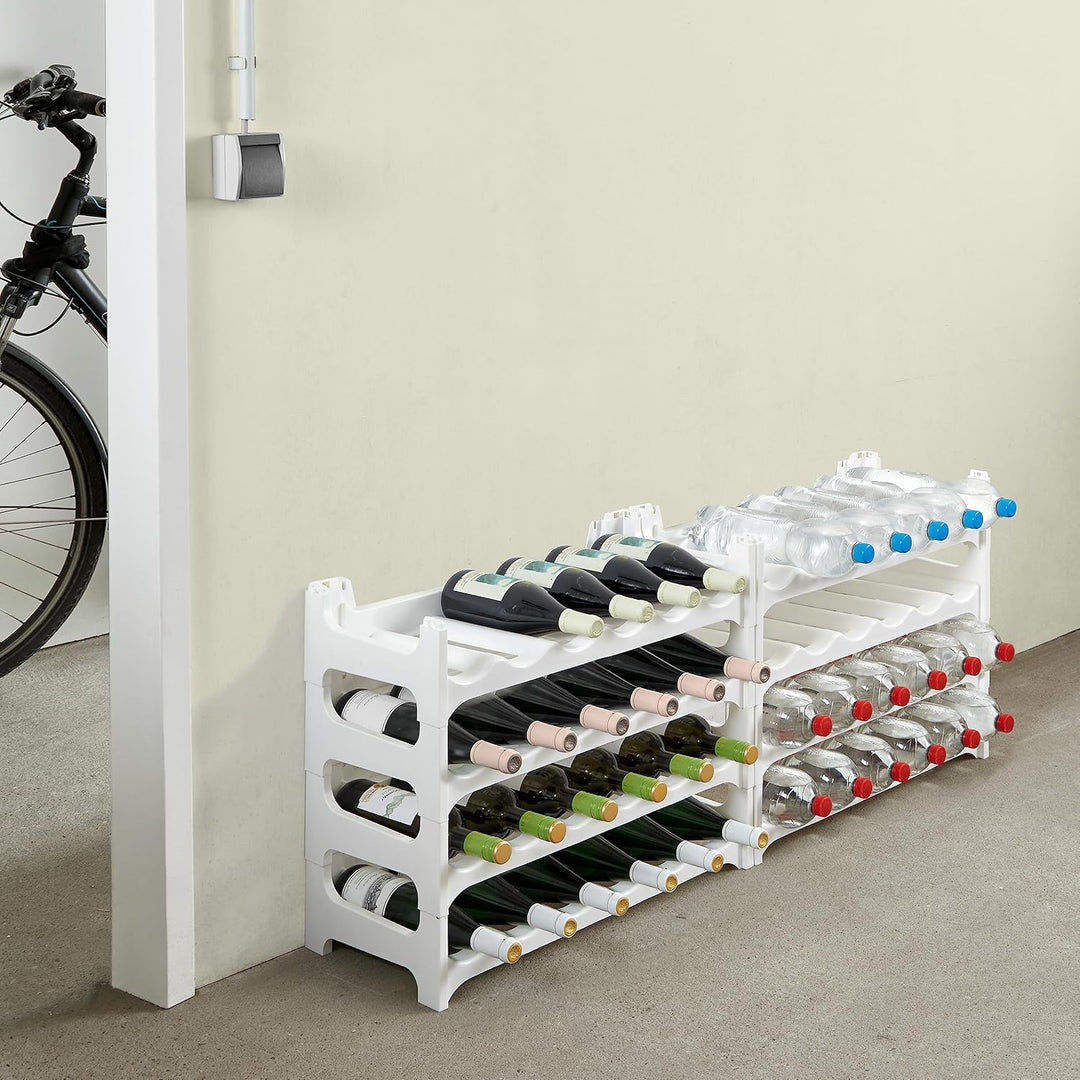 Grizzly Flaschenregal - modulares, stapelbares Design für 48 Flaschen, Weinregal Weiss 8 Module für