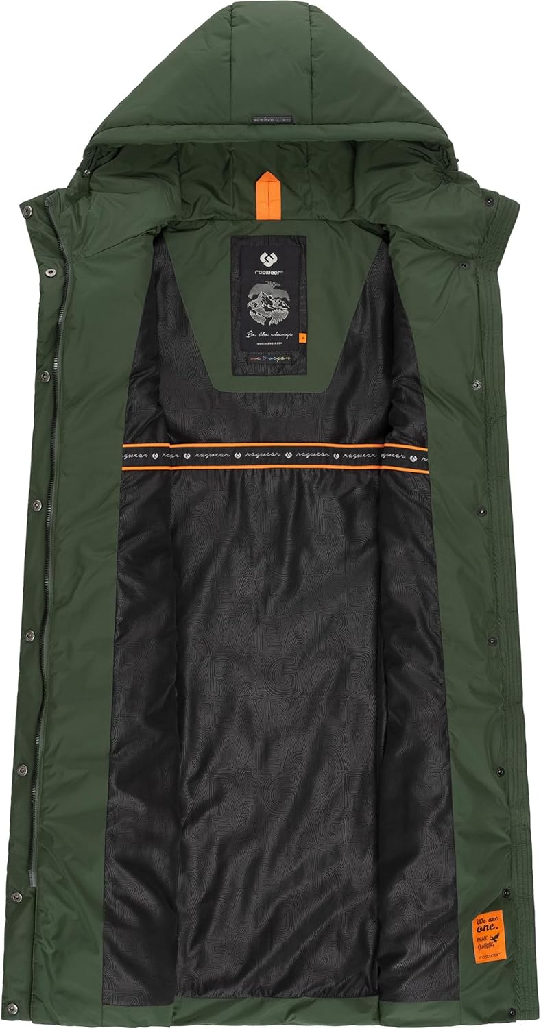 Ragwear Damen warme wasserdichte Winter Steppweste mit Kapuze Suminka Vest XS-6XL XS Dark Olive, XS