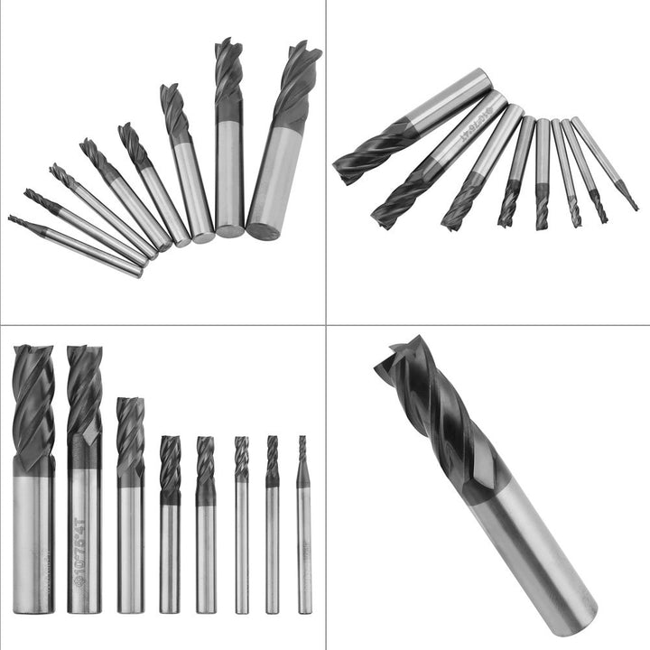 8 Stücke Bohraufsätze / Schaftfräser Set, 2-12mm 4 Flöten Hartmetall-Schaftfräser Set aus Wolframsta