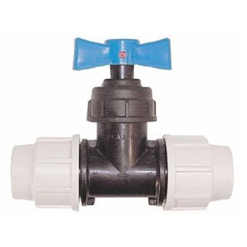 Plasson Ventil rechts Ø 25 mm, Polypropylen, Kompression, 2 Ports