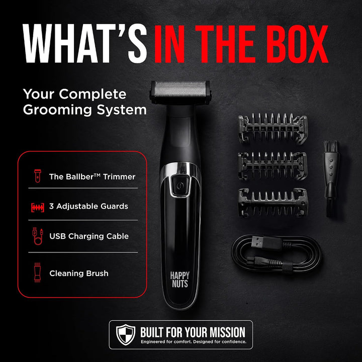 HAPPY NUTS The Ballber™ Electric Body Hair Trimmer for Men - Mens Body Groomer Kit for Privates - IP