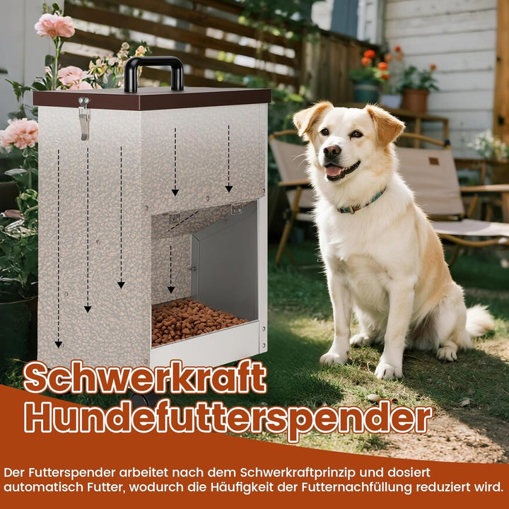 Galvanisierter Automatischer HundefüTterer GrossEr Rasse 30lbs Hundefutter-Spender Mit RäDern FüR Gr