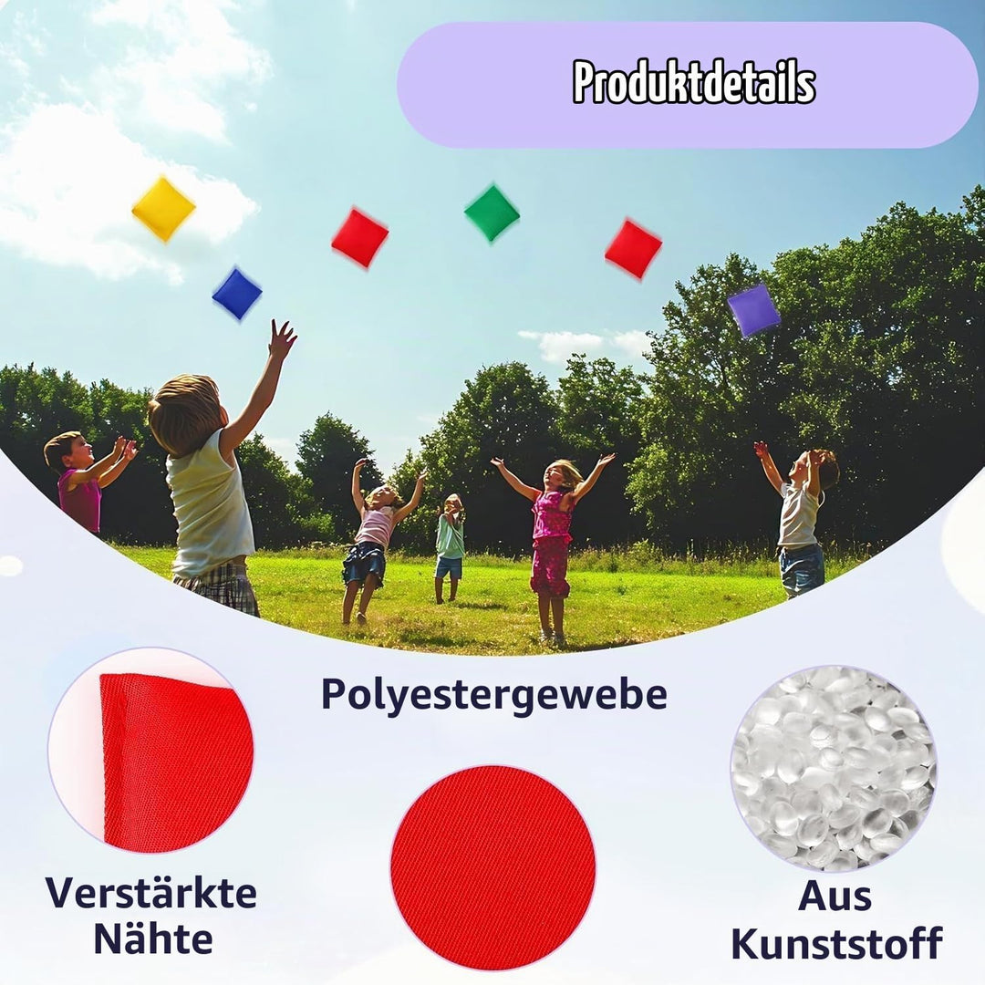 12 Stück Cornhole Säckchen, 10x10cm Cornhole Bean Bags, Wurfsäckchen, Nylon Sitzsäcke Werfen für Out
