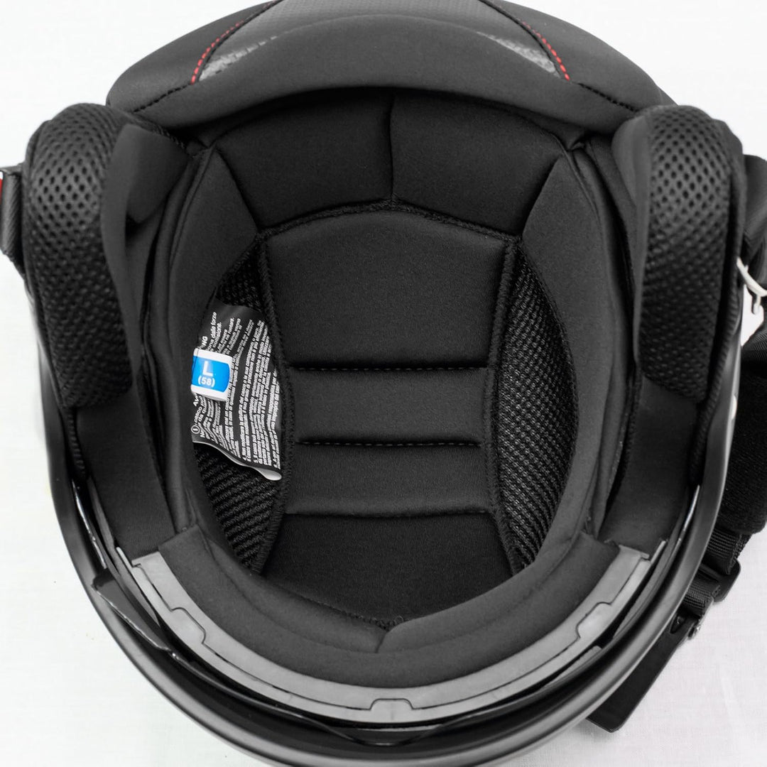 Motorradhelm Motorrad Roller Jet Helm Innensonnenblende Viser SonicMoto 59 cm (XL) Silber, 59 cm (XL