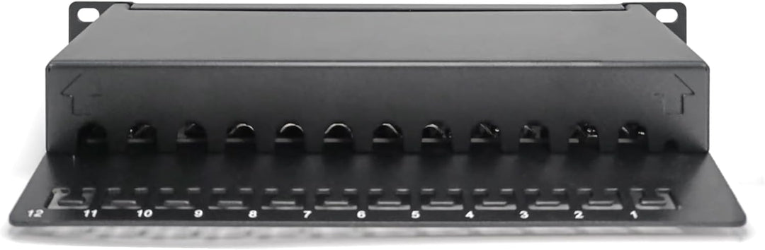 DIGITUS Cat-6A Patchpanel - 12 Ports - RJ45-Buchsen - 10-Zoll Rack-Mount 1HE - LSA Verteilerfeld - G