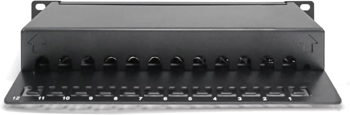 DIGITUS Cat-6A Patchpanel - 12 Ports - RJ45-Buchsen - 10-Zoll Rack-Mount 1HE - LSA Verteilerfeld - G