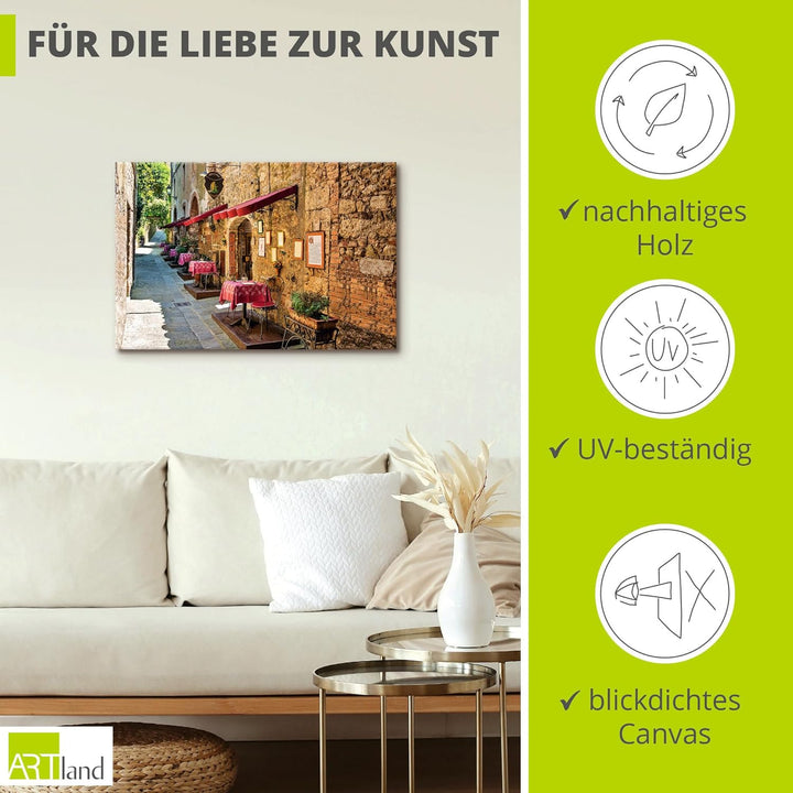 ARTland Leinwandbilder Wandbild Bild auf Leinwand 120x80 cm Wanddeko Toskana Italien Stadt Altstadt