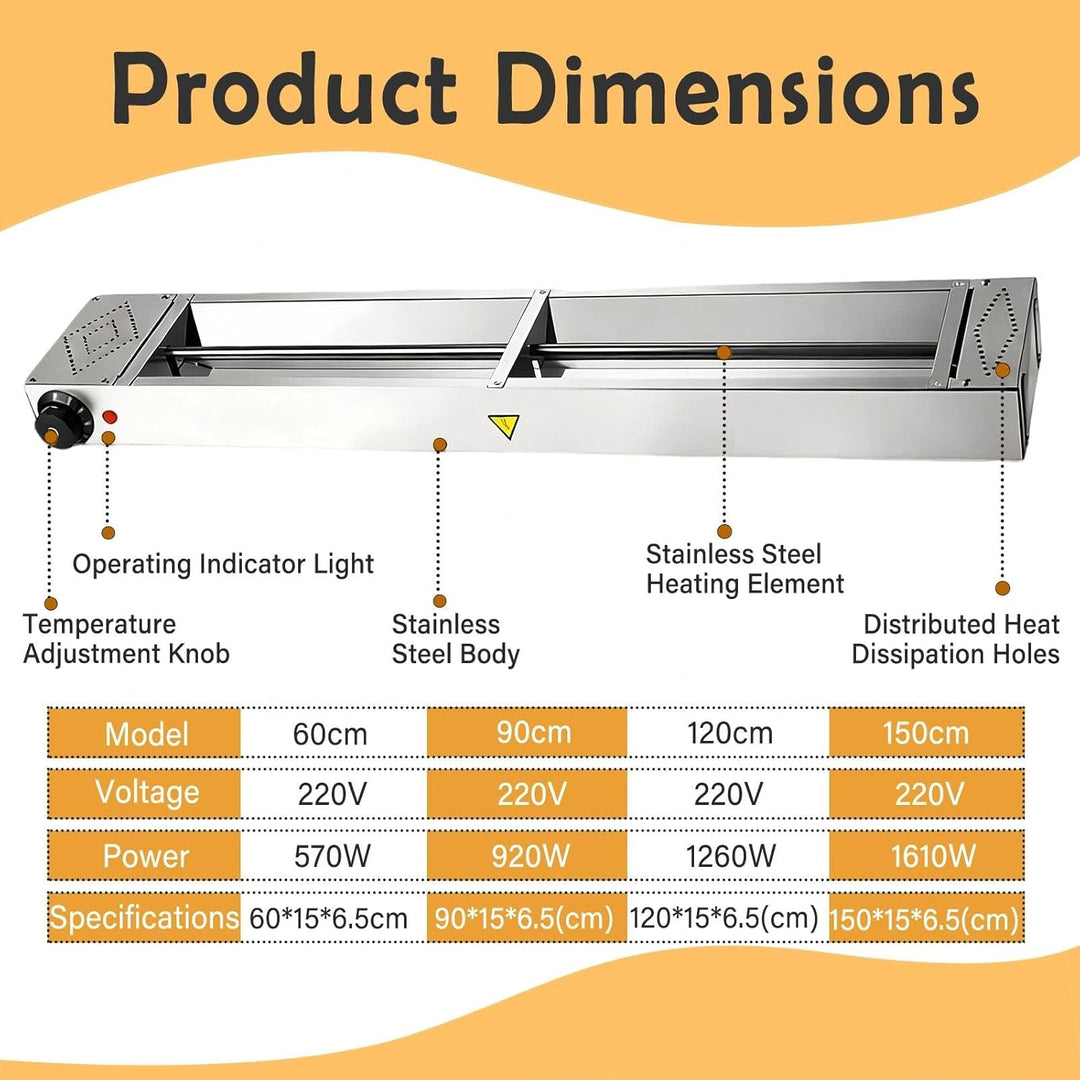 Wärmelampe Küche Gastro, Speisenwärmer Lampe mit Drehknopf-Temperaturregelung, Kommerzielle Gastro W