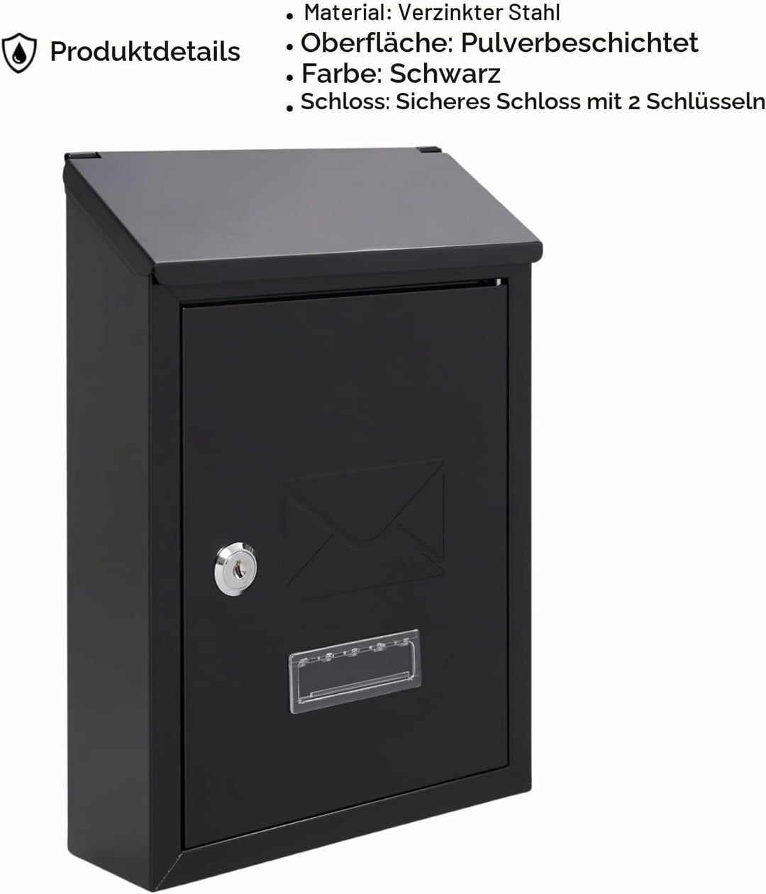 Assorted Collections Wandbriefkasten, abschliessbarer Briefkasten mit 2 Schlüsseln, wetterfester Bri