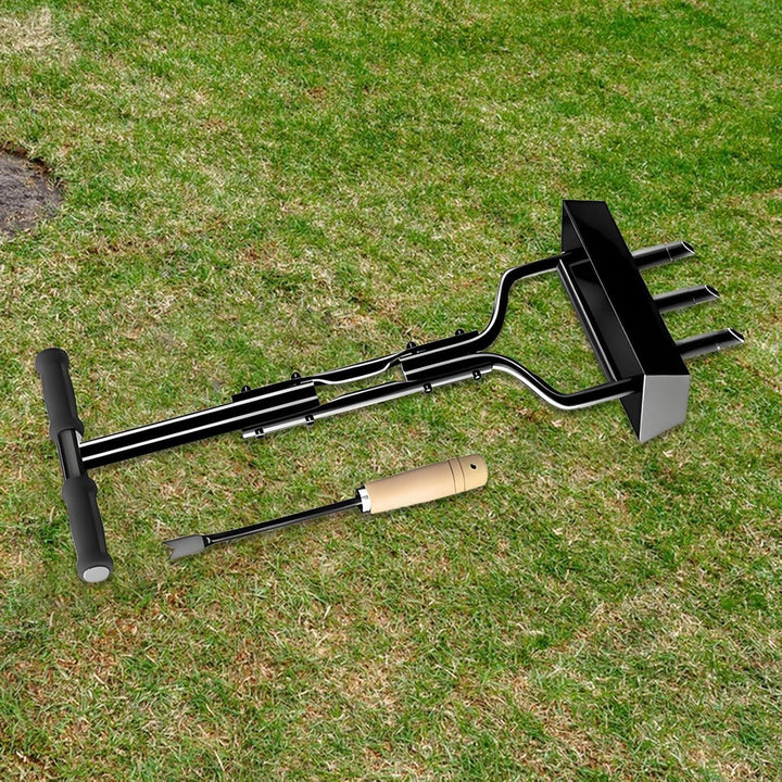 Aerifizierer für Rasen | 95cm Rasenlüfter | Heavy Duty Hohl Tine Rasenlüfter Manuell mit Rutschfeste