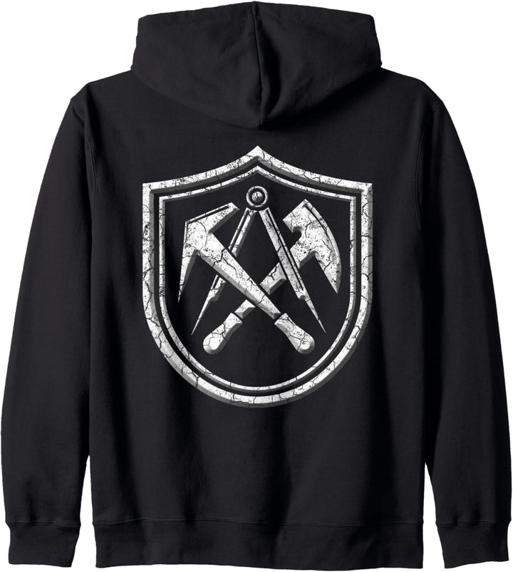 Dachdecker traditionelles Wappen Zunftzeichen Kapuzenjacke