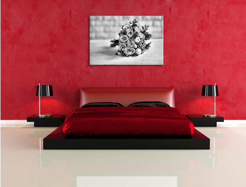 Pixxprint Monocrome, Romantischer Blumenstrauss, Format: 100x70 auf Leinwand, 100x70