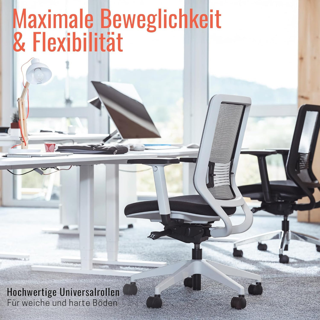 Yaasa Chair Ergonomischer Bürostuhl, Schreibtischstuhl mit Lordosenstütze, 3D-Armlehnen und Einstell