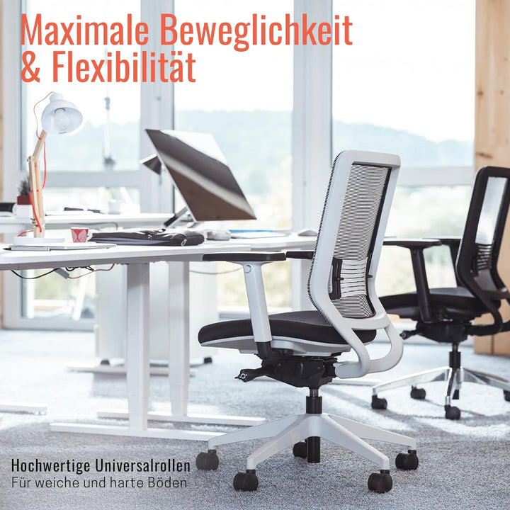 Yaasa Chair Ergonomischer Bürostuhl, Schreibtischstuhl mit Lordosenstütze, 3D-Armlehnen und Einstell