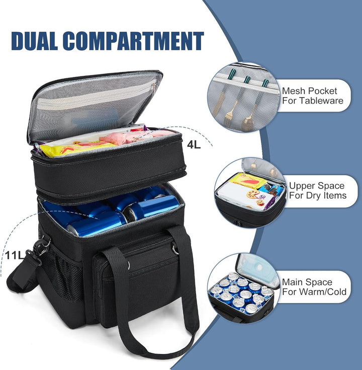 Kühltasche, Lunchtasche für Damen und Herren, wasserdicht, auslaufsicher, verstellbare Träger, gross
