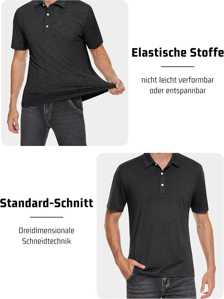 KEFITEVD Herren Poloshirt Kurzarm Golf T-Shirt Schnelltrocknend Atmungsaktiv Funktionsshirt Regular-