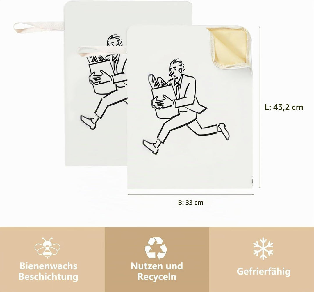 Brotbeutel, 2 Stück 43.2 * 33 wiederverwendbare Bienenwachs-Brotbeutel, die für Brot, Obst und Gemüs