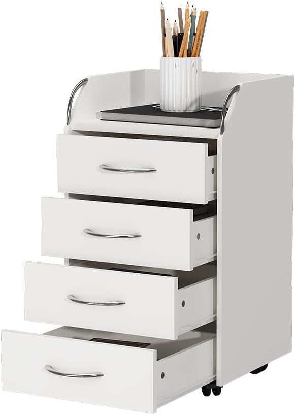 Vicco Rollcontainer Gwendolyn, Weiss, 40 x 36 cm mit 4 Schubladen
