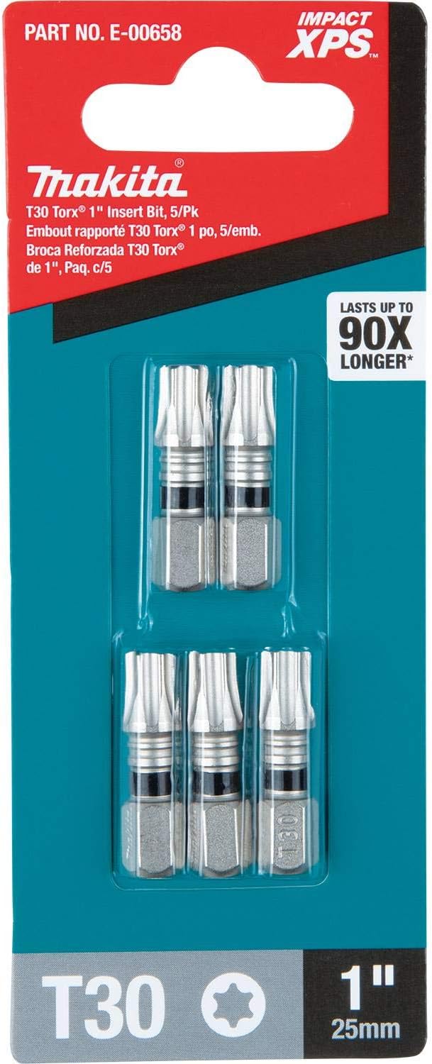 Makita E-00658 Impact XPS T30 Torx 1" Insert Bit, 5/pk 5/pk T30, 5/pk T30