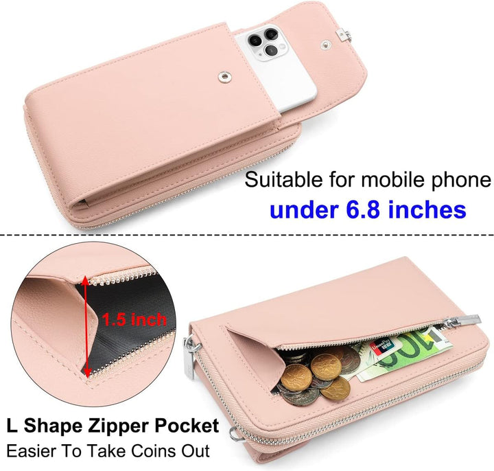 HNOOM Handytasche zum Umhängen RFID Schutz Geldbeutel Damen Umhängetasche Klein Crossbody Handytasch