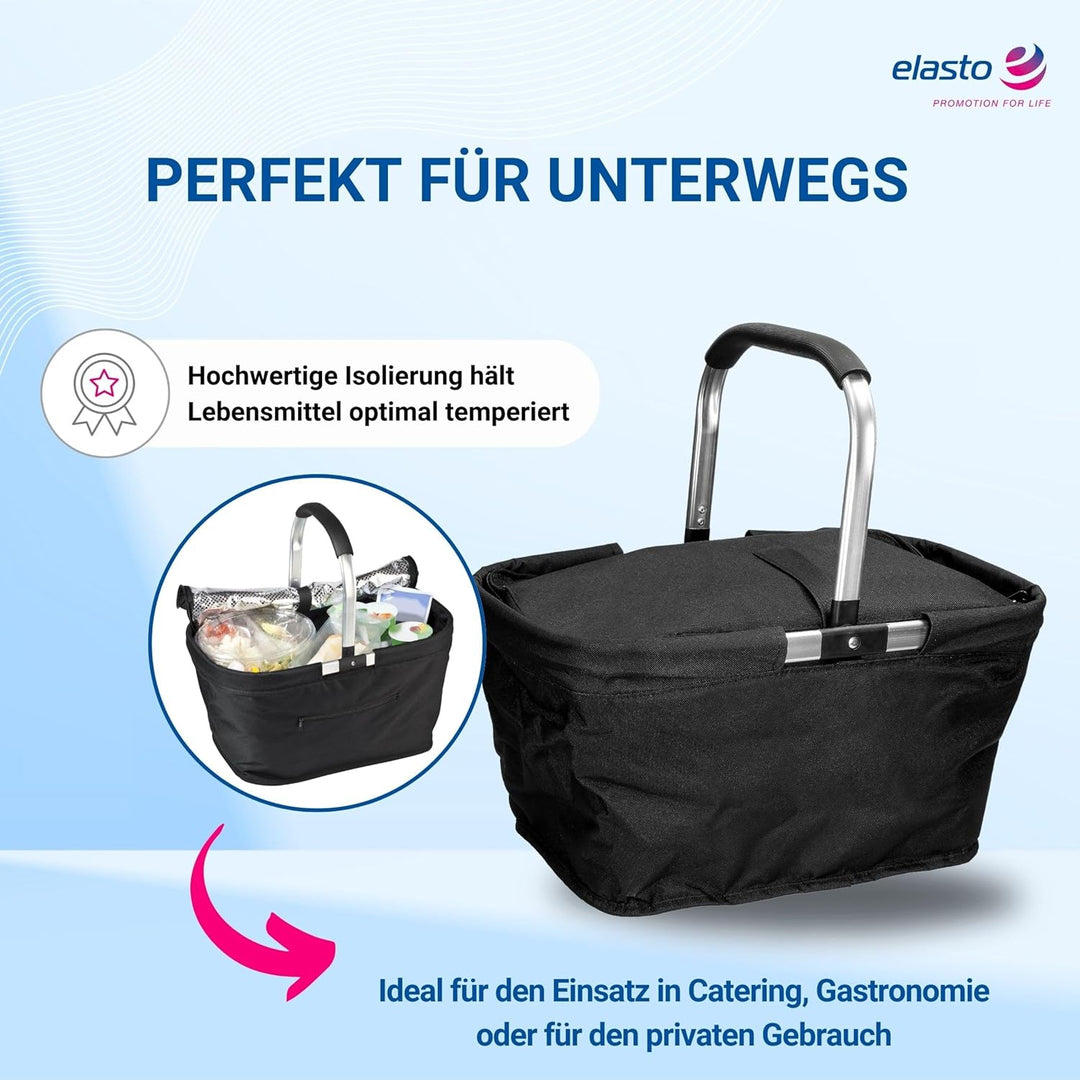 Carryking Einkaufskorb Kühlkorb mit Deckel Thermo Kühltasche Picknickkorb mit Kühlfach Isoliertasche