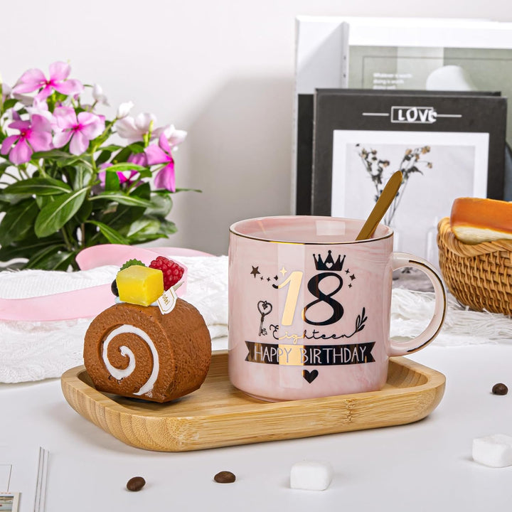 18. Geburtstag Mädchen, Alles Gute zum 18th Geburtstag, 14 Unzen Kaffeetasse mit Golddruck, Lustiges