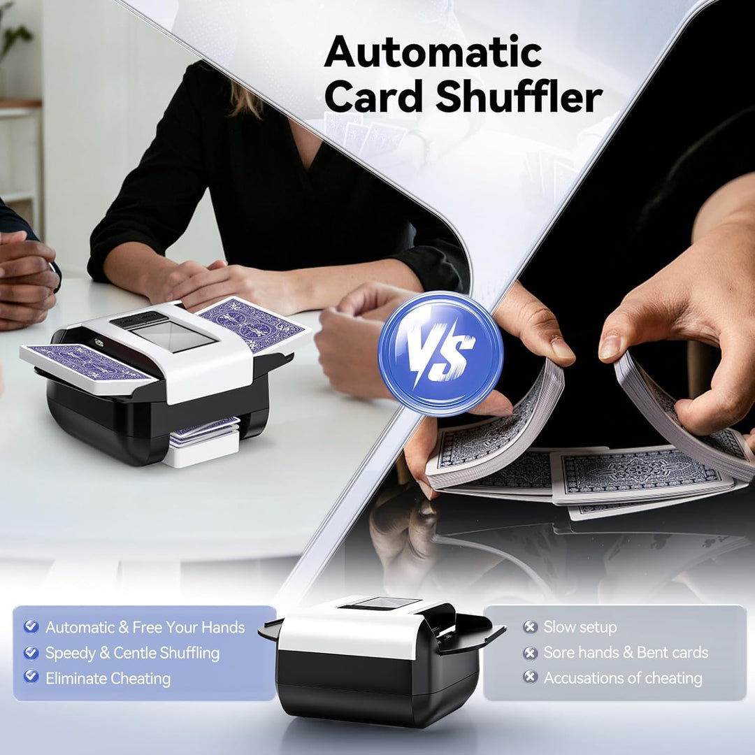 Automatischer Kartenschüttler für 1–2 Kartenspiele mit Zwei Modi (automatisch/manuell), über USB-C a
