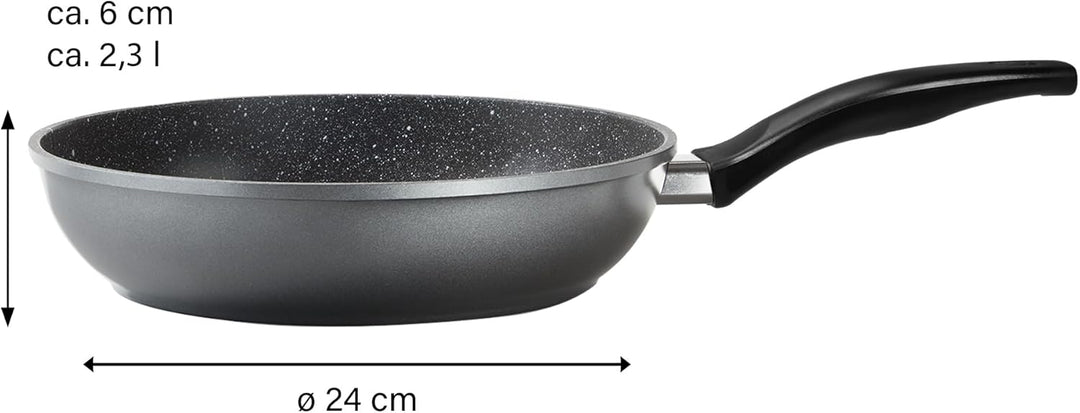 Stoneline Schmorpfanne 24 cm hoher Rand, Aluguss, Schmorpfanne beschichtet mit echten Steinpartikeln