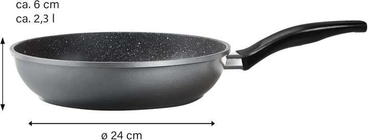 Stoneline Schmorpfanne 24 cm hoher Rand, Aluguss, Schmorpfanne beschichtet mit echten Steinpartikeln