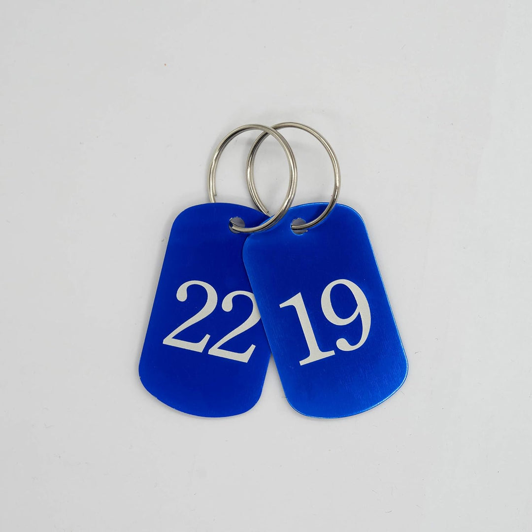 Aluminum Engraved Number Tags Key Tags ID Tags with Key Rings 1-25 blau, 1-25 blau