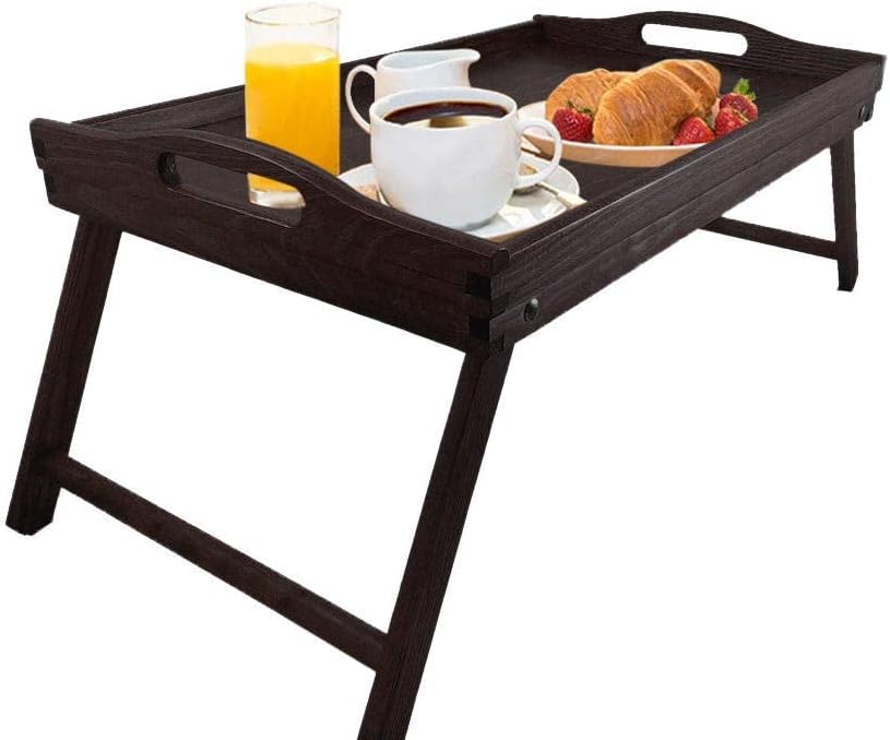 Sendez Holztablett 50x30cm dunkel Betttablett Serviertablett Tablett Frühstückstablett Holz