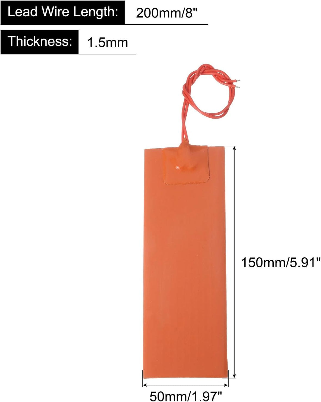 sourcing map Silikon-Heizmatte, 12V 20W Heizfolie Flexible Heizplatte 150mmx50mm Heizmatte für konst