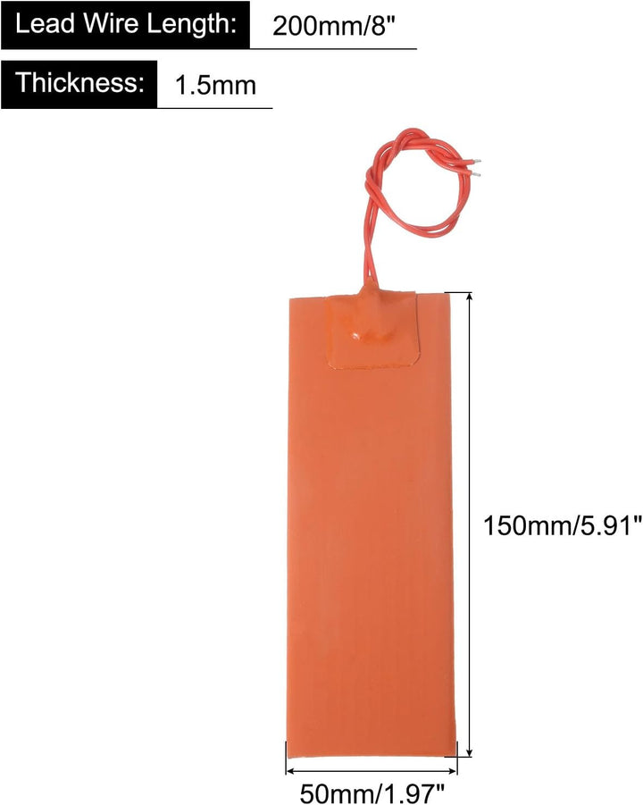 sourcing map Silikon-Heizmatte, 12V 20W Heizfolie Flexible Heizplatte 150mmx50mm Heizmatte für konst