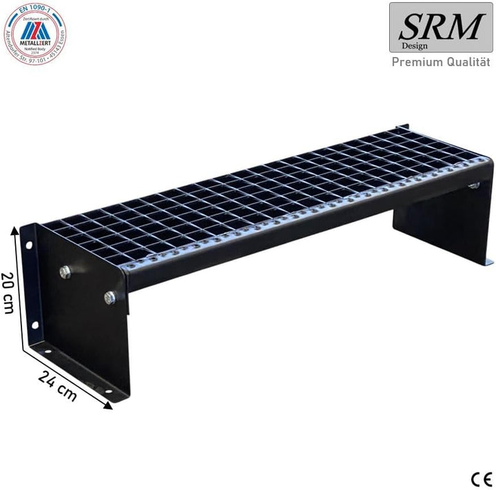 SRM Design 1 Stufen Standtreppe Stahltreppe Wangentreppe Gitterrosttreppe Aussentreppe Industrietrep