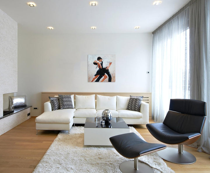 Sinus Art Wandbild 90x90cm Digitales Gemälde – Tangotänzer mit weissem Hintergrund auf Leinwand für